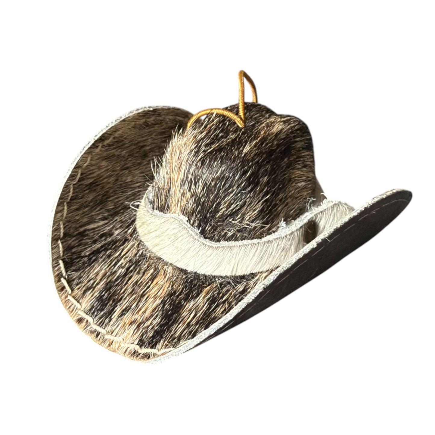 Mini Sombrero Vaquero con Pelaje Natural | Souvenir Artesanal de Cuero | Hecho en México