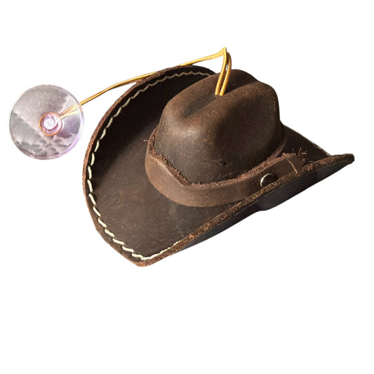 Mini Sombrero Vaquero con Pelaje Natural | Souvenir Artesanal de Cuero | Hecho en México