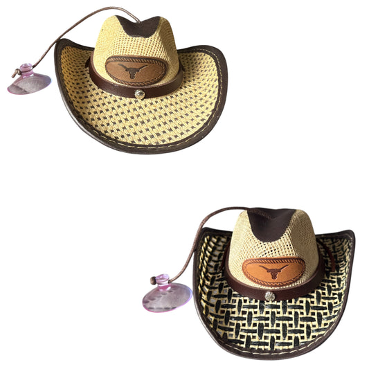 Mini Sombrero Vaquero Tejido | Souvenir Artesanal de Paja | Hecho en México