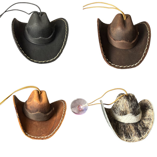 Mini Sombrero Vaquero con Pelaje Natural | Souvenir Artesanal de Cuero | Hecho en México